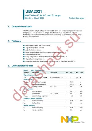UBA2021T/N2-T datasheet  