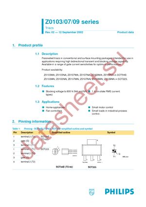 Z0109MA datasheet  