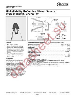 OPB700TXV datasheet  