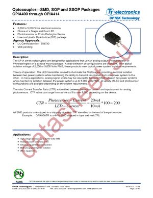 OPIA403BTU datasheet  