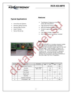 RCR-315-MPR datasheet  