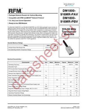 DM1800-916MR-PAV datasheet  