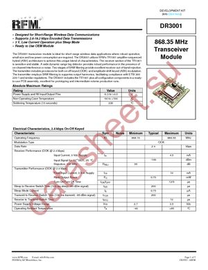 DR3001 datasheet  