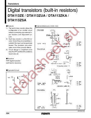 DTA113ZKAT146 datasheet  