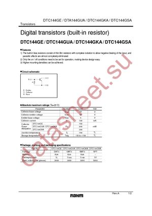 DTC144GKAT146 datasheet  