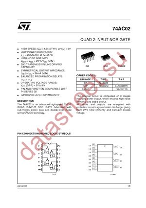 74AC02TTR datasheet  