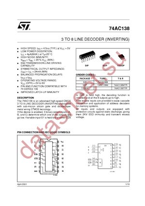 74AC138TTR datasheet  