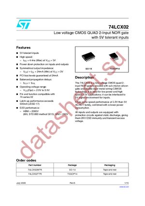 74LCX02MTR datasheet  