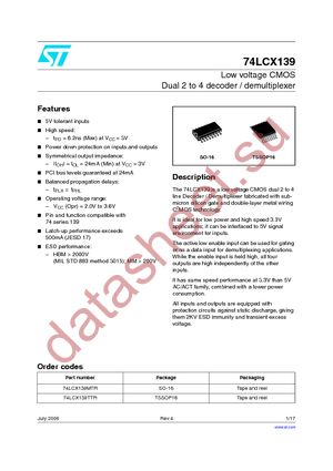 74LCX139TTR datasheet  