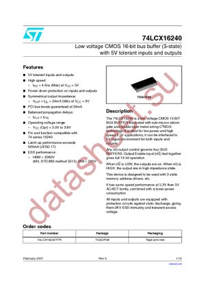 74LCX16240TTR datasheet  