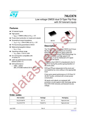 74LCX74MTR datasheet  