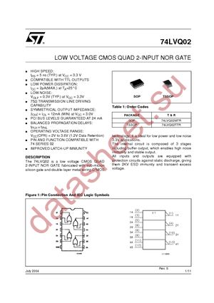 74LVQ02TTR datasheet  