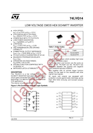 74LVQ14TTR datasheet  