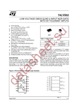 74LVX02TTR datasheet  