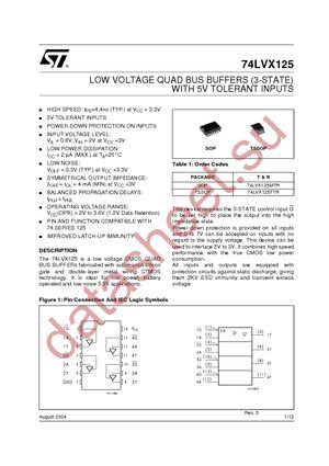 74LVX125TTR datasheet  