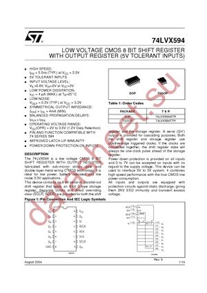 74LVX594TTR datasheet  