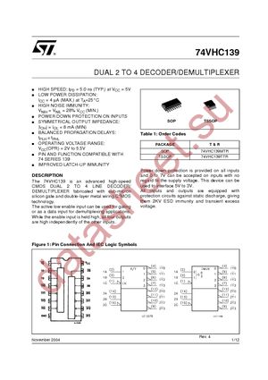 74VHC139TTR datasheet  