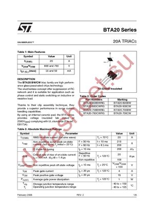 BTA20-600CWRG datasheet  