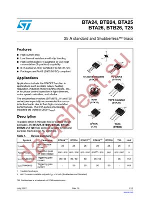 BTA25-700B datasheet  