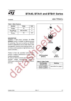 BTA40-800B datasheet  