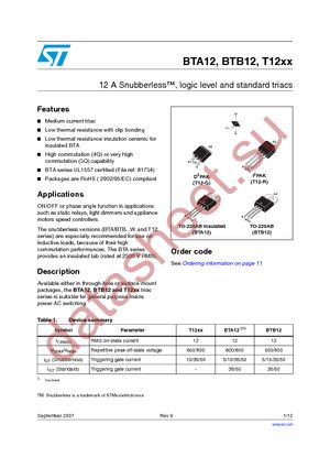 BTB12-600BRG datasheet  