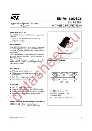 EMIF01-5250SC5 datasheet  