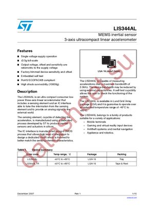 LIS344ALTR datasheet  