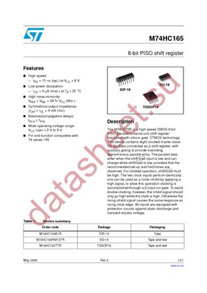 M74HC165TTR datasheet  