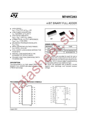 M74HC283RM13TR datasheet  