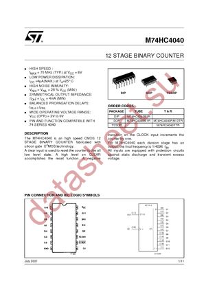 M74HC4040RM13TR datasheet  