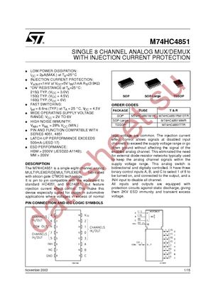 M74HC4851TTR datasheet  