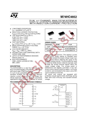 M74HC4852RM13TR datasheet  