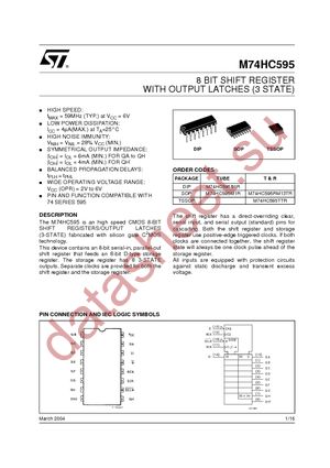 M74HC595TTR datasheet  