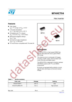 M74HCT04RM13TR datasheet  