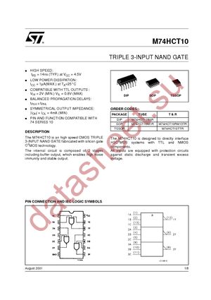 M74HCT10RM13TR datasheet  