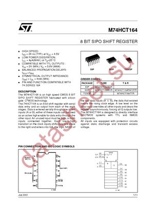 M74HCT164RM13TR datasheet  