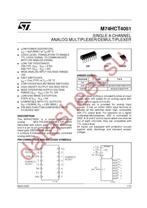 M74HCT4051RM13TR datasheet  