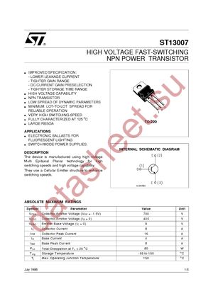 ST13007 datasheet  