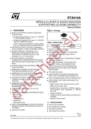 STA016A13TR datasheet  