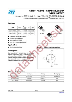 STB11NK50ZT4 datasheet  