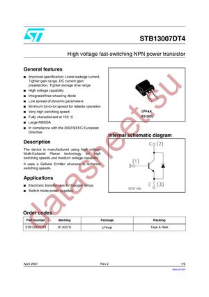 STB13007DT4 datasheet  