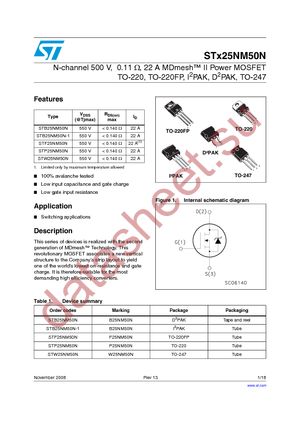 STB25NM50N-1 datasheet  