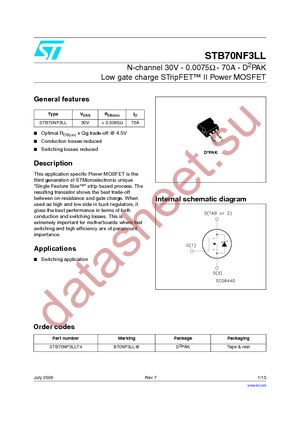 STB70NF3LLT4 datasheet  