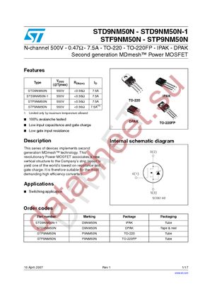 STD9NM50N-1 datasheet  