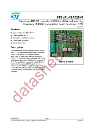 STEVAL-ISA025V1 datasheet  