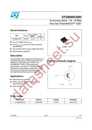 STGB6NC60HT4 datasheet  