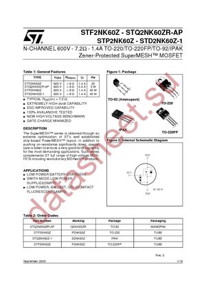 STP2NK60Z datasheet  