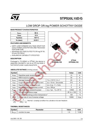 STPS20L15G-TR datasheet  