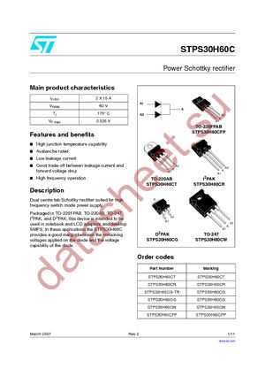 STPS30H60CG datasheet  