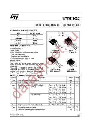 STTH1602CG datasheet  